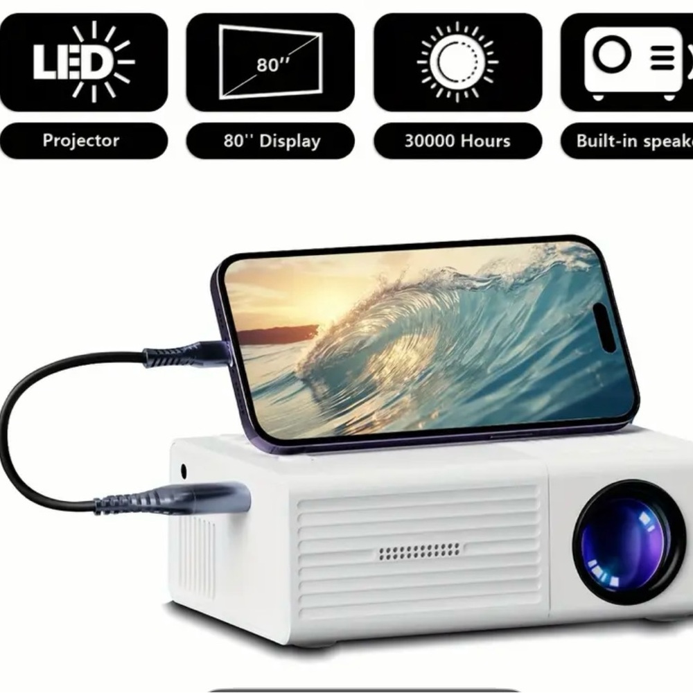 Compact LED Projector with Smartphone Connectivity
